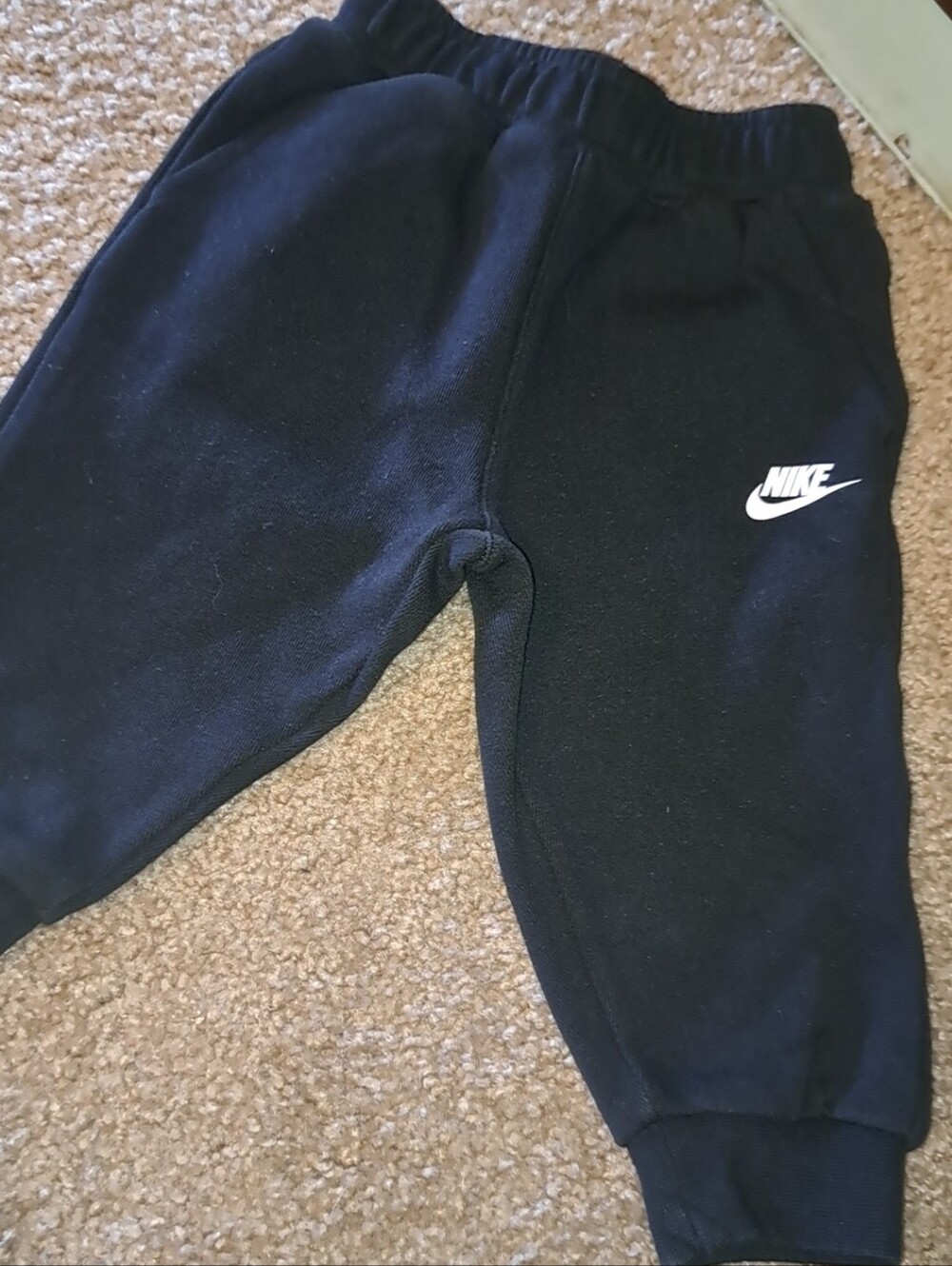 Two 9-12 Month Nike Kids Black And Blue Jogger Sweatpants with White Logo
